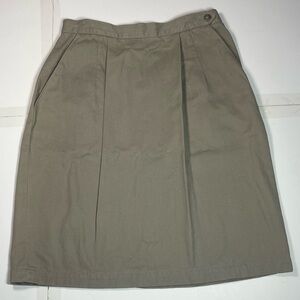 Vtg Land’s End Size 12 Gray Khaki Skirt 100% Cotton Made in the USA Pencil Mini